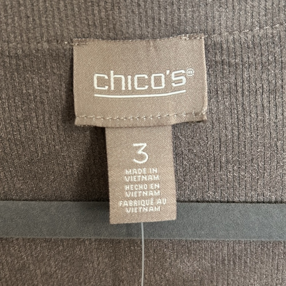 Chico’s size 3 NWT embellished faux suede long sleeve shirt. Hearthstone Taupe. - Picture 4 of 9